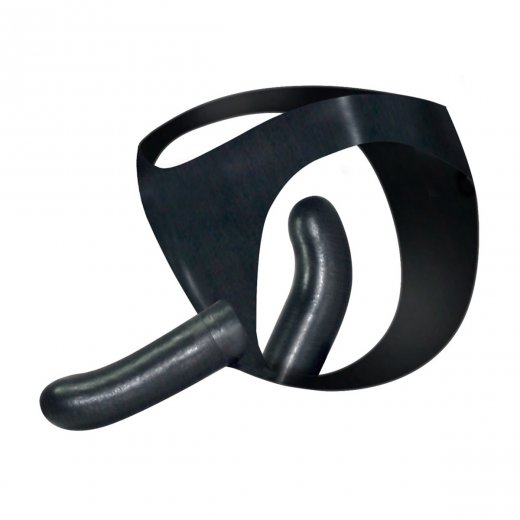 Nohavi�ky s dildom + vag. dildom LATEXOV�