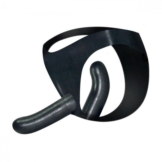 Nohavi�ky s dildom + vag. dildom LATEXOV�