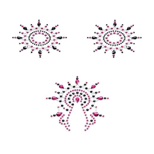 N�lepky GLORIA glittering jewelry black and pink 3 ks