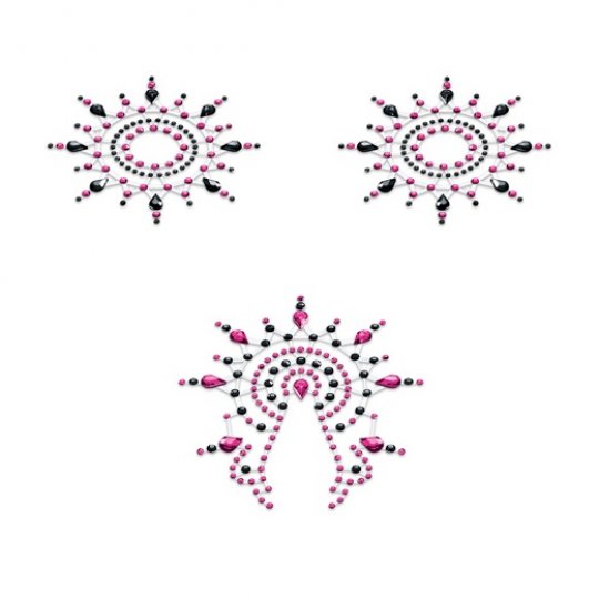 N�lepky GLORIA glittering jewelry black and pink 3 ks