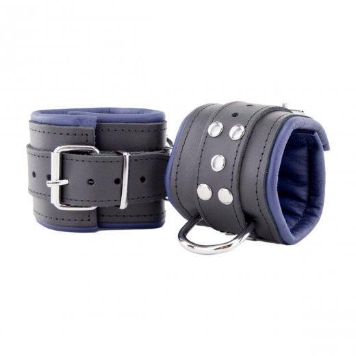 Put� na ruky The RED Leather Handcuff Padding black / blue