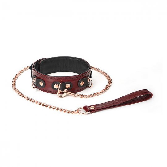 Obojok s vod�tkom Liebe Seele Wine Red Collar and Leash v�nov�