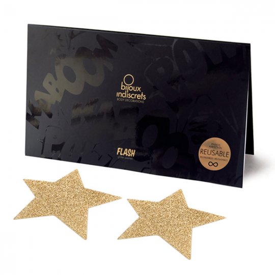 N�lepky na bradavky BIJOUX INDISCRETS FLASH STAR zlat�