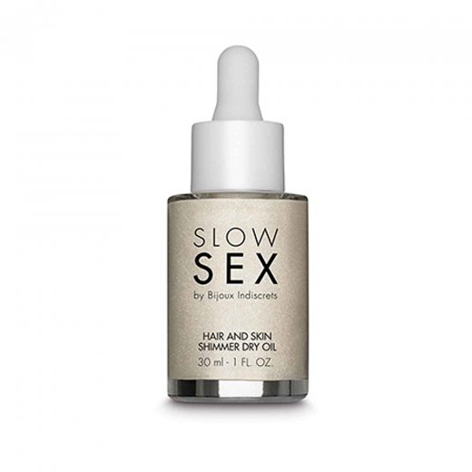 Such� olej na telo a vlasy s trblietkami BIJOUX INDISCRETS Slow Sex 30 ml