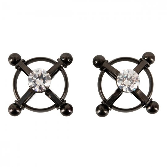 �kripce na bradavky BAD KITTY oce�ov� s kamienkom �ierne