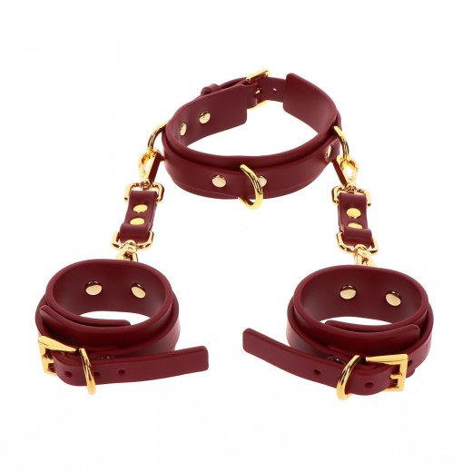 Obojok a put� TABOOM BONDAGE IN LUXURY D Ring Collar and Wrist Cuffs v�nov�