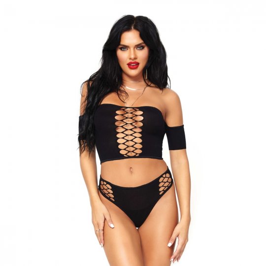 S�prava Leg Avenue Bad Intentions Crop Top �ierna