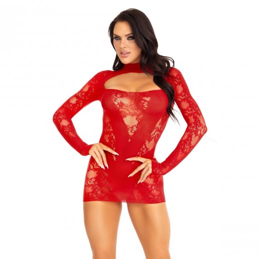 �aty Leg Avenue Mini dress with gloved sleeves �erven� S-L