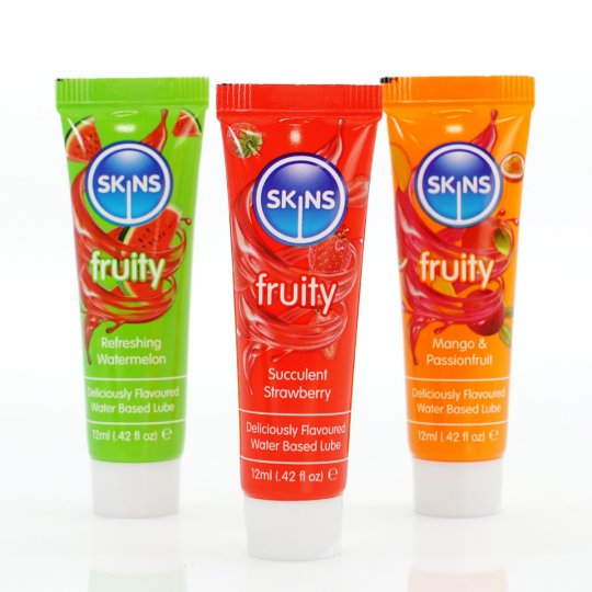 Sada lubrika�n�ch g�lov Skins Fruity Lubes Sampler Tubes 3 x 12 ml