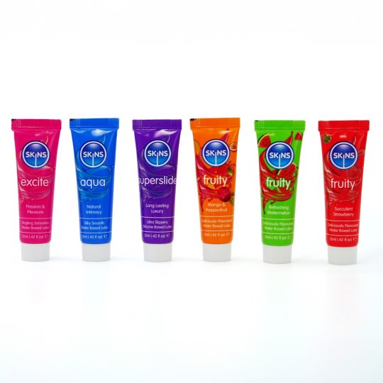 Sada lubrika�n�ch g�lov Skins Sampler Tubes Vital & Fruity 6 x 12 ml
