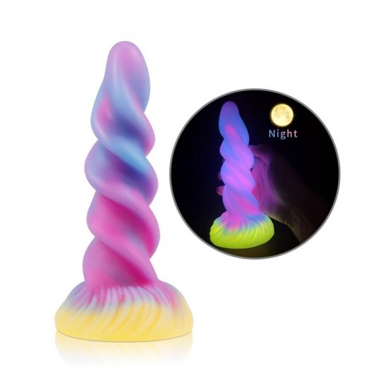 Dildo UNICORNY Unicorn Spiral Luminescent farebn�