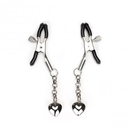 Svorky na bradavky Liebe Seele Silver Solid Heart Set 2 ks strieborn�