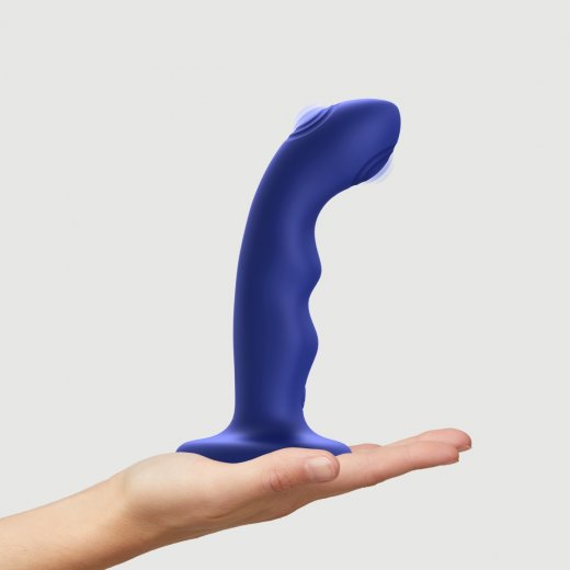 Dildo vibra�n� Strap-on-me Tapping Wave modr� M