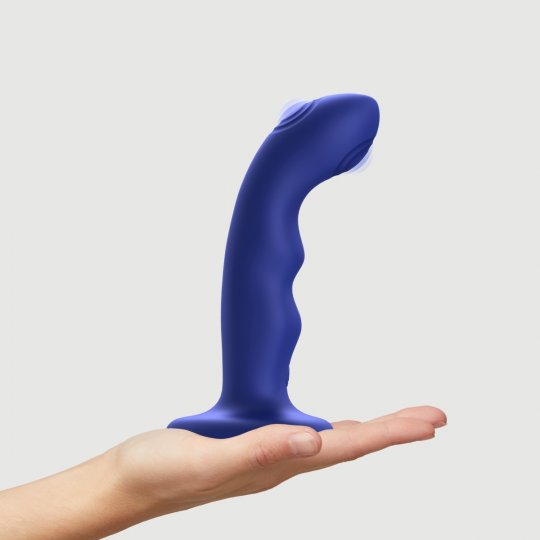 Dildo vibra�n� Strap-on-me Tapping Wave modr� M